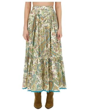 Etro Rokken ,Groen ,Katoen Tiered Paisley Long Skirt