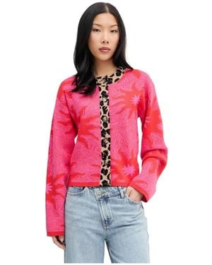 Never Fully Dressed Truien & Vesten ,Rood ,Cardigan Met Luipaardprint Rand