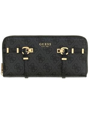 Guess Leona Logo Slg Lrg Zip Around - Zwart