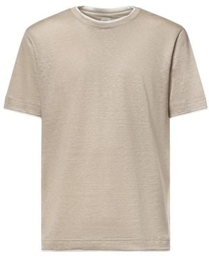 Eleventy Katoenen T-Shirt Met Contrasterende Details En Korte Mouwen - Naturel