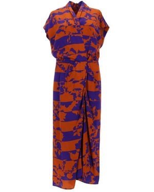 Dries Van Noten Kleedjes ,Veelkleurig ,Dilian Midi Jurk - Rood