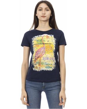 Trussardi T-shirt casual con girocollo e stampa frontale - Blu
