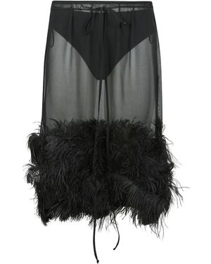 The Attico Semitransparentes Feder-Midi-Kleid - Grau