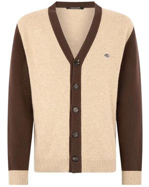 Roberto Cavalli Monogramm Wolle Kaschmir V-Ausschnitt Cardigan - Natur