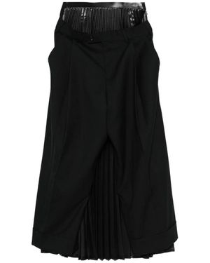 Junya Watanabe Rokken ,Zwart ,Wol Zwarte Wol Plooibroek