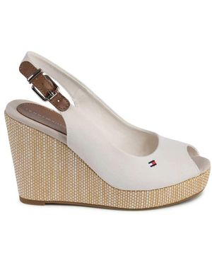 Tommy Hilfiger Weiße Keilschuhe Leder-Baumwollmischung
