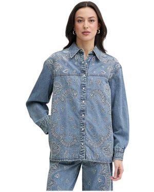 Liu Jo Overhemden ,Blauw ,Denim Denim Overhemd Met Borduursel