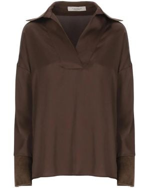D.exterior Overhemden ,Bruin ,Blouse Met Fluwelen Kraag En V-Hals