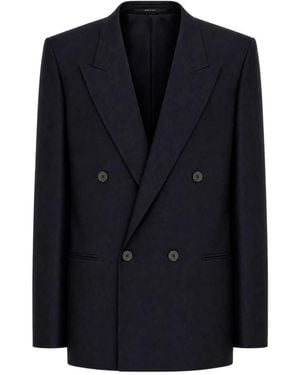 Gucci Jassen ,Blauw ,Wol Lichtgewicht Double-Breasted Jas