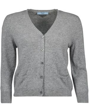 Prada Truien & Vesten ,Grijs ,Wol Grijze Wollen V-Hals Vest