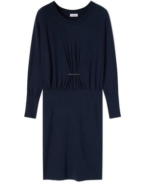 mötivi Kleedjes ,Blauw ,Polyester Gebreide Jurk Met Draping