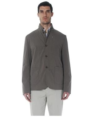 DUNO Jassen ,Bruin ,Giacca Con Imbottitura Leggera, Chiusura Zip E Bottoni - Grijs