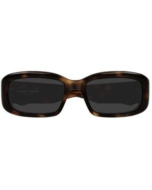 Saint Laurent Schmale Rechteckige Sonnenbrille - Schwarz