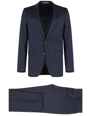 BOSS Kostuums ,Blauw ,Wol Stretch Wool Driekwart Pak