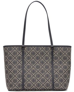 Tory Burch Blauwe Schoudertas Stijlvolle Rits Tote - Grijs