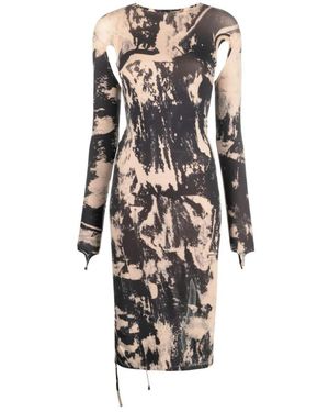 ANDREA ADAMO Bedrucktes Sculpting Jersey Kleid - Schwarz