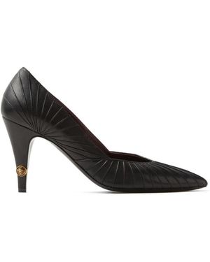 Versace Schoenen ,Zwart ,Leer Gianni Geplooide Leren Pumps Met Puntige Neus