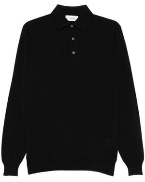 Lardini Langarm Strick-Polo - Schwarz