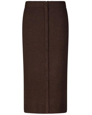 Victoria Beckham Midi-Rock Mit Knopfdetail - Braun