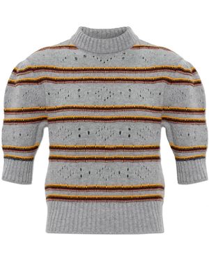 Marni Truien & Vesten ,Grijs ,Kasjmier Cashmere Top Met Korte Mouwen
