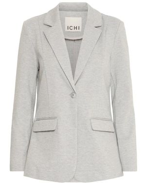 Ichi Jassen ,Grijs ,Leer Grijze Melange Blazer Jas Lange Mouw