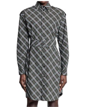 Burberry Signature Check Knopfverschluss Gürtelmantel - Grau