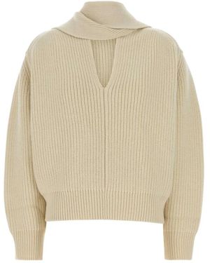 Carven V-Neck Knitwear - Natural