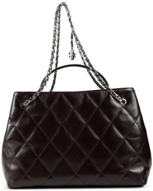 Tory Burch Tassen ,Bruin ,Leer Gewatteerde Carryall Tote - Zwart
