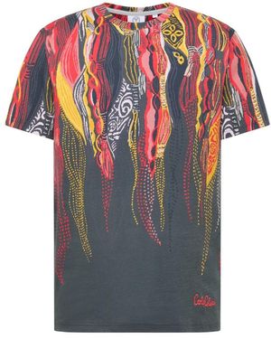 carlo colucci Pixel Strick T-Shirt - Mehrfarbig