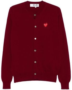 COMME DES GARÇONS PLAY Truien & Vesten ,Rood ,Rondnekkraag Vest Strass Hart