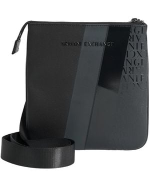 ARMANI EXCHANGE Monogram And Stripe Flat Shoulder Bag - Schwarz