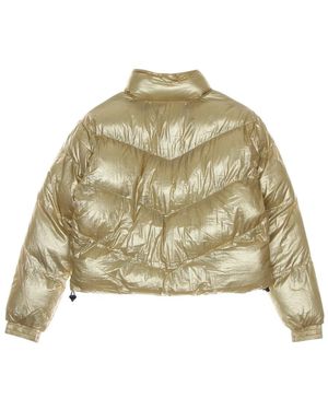 Karlkani Jassen ,Geel ,Polyester Gouden Pufferjas Met Munt Rits - Groen