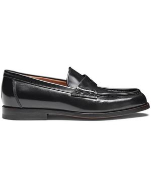 Santoni Schoenen ,Zwart ,Leer Leren Penny Loafer