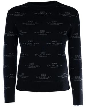 Balenciaga Round-Neck Knitwear - Black