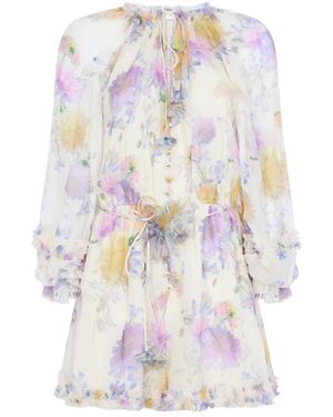 Zimmermann Jumpsuits & Playsuits ,Veelkleurig ,Luna Ruffle Playsuit - Wit