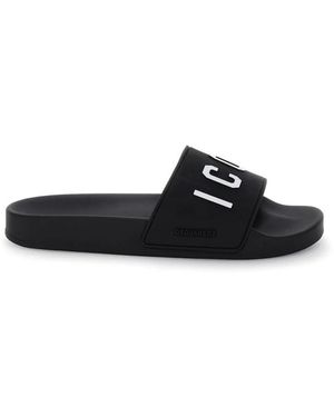 DSquared² Slides in gomma nera con logo - Nero