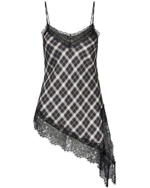 Liu Jo Tops ,Zwart ,Polyester Asymmetrische Top Met Kanten Details