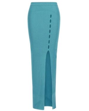 Roberto Cavalli Geribbelde Lange Rok Met Uitsnijding - Blauw