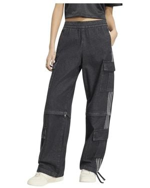 adidas Fitness ,Zwart ,Denim Mid Rise 2-In-1 Denim Pant - Grijs