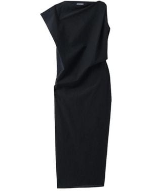 Jacquemus La Robe Drap Midi Dress - Black