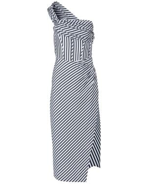 Carolina Herrera Gestreiftes one-shoulder korsett kleid - Grau