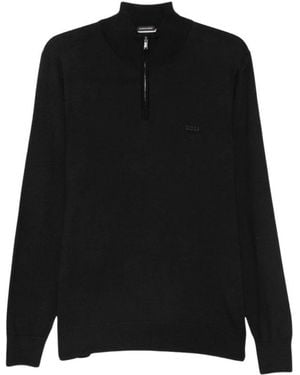 BOSS Hoodies & Sweatvesten ,Zwart ,Katoen Zip-Through Sweatshirt