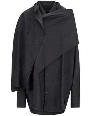 DARKPARK Overhemden ,Zwart ,Wol Georgia Shirt Met Afneembare Sjaal Van Wol