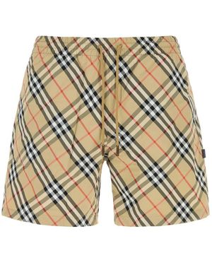 Burberry Badmode ,Nylon Printed Nylon Check Zwemshorts - Naturel