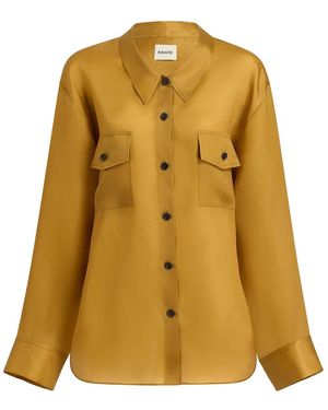 KHAITE Zijden Gele Blouse Met Hoornknopen - Geel