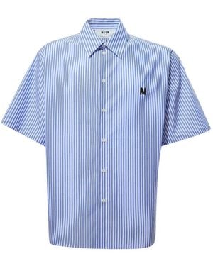 MSGM Gestreiftes Kurzarmhemd - Blau