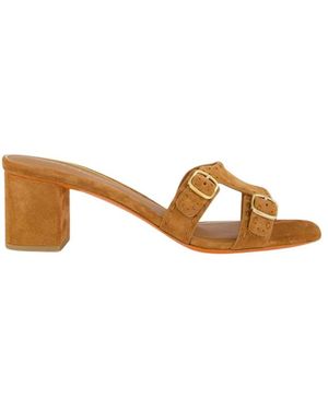 Santoni Heeled Mules - Marrone