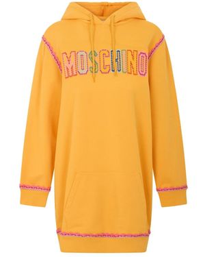Moschino Hoodies & Sweatvesten ,Geel ,Katoen Jurk Met Capuchon - Oranje