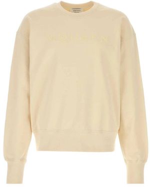 McQueen Hoodies & Sweatvesten ,Geel ,Katoen Logo Sweatshirt - Naturel