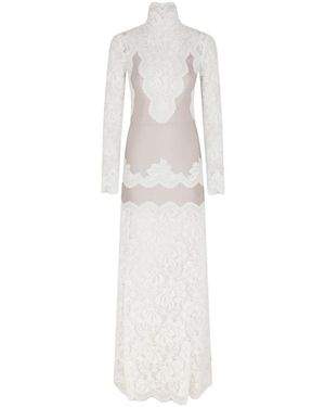 Rabanne Weiße Blumen Spitzenkleid Mit Schlitz
